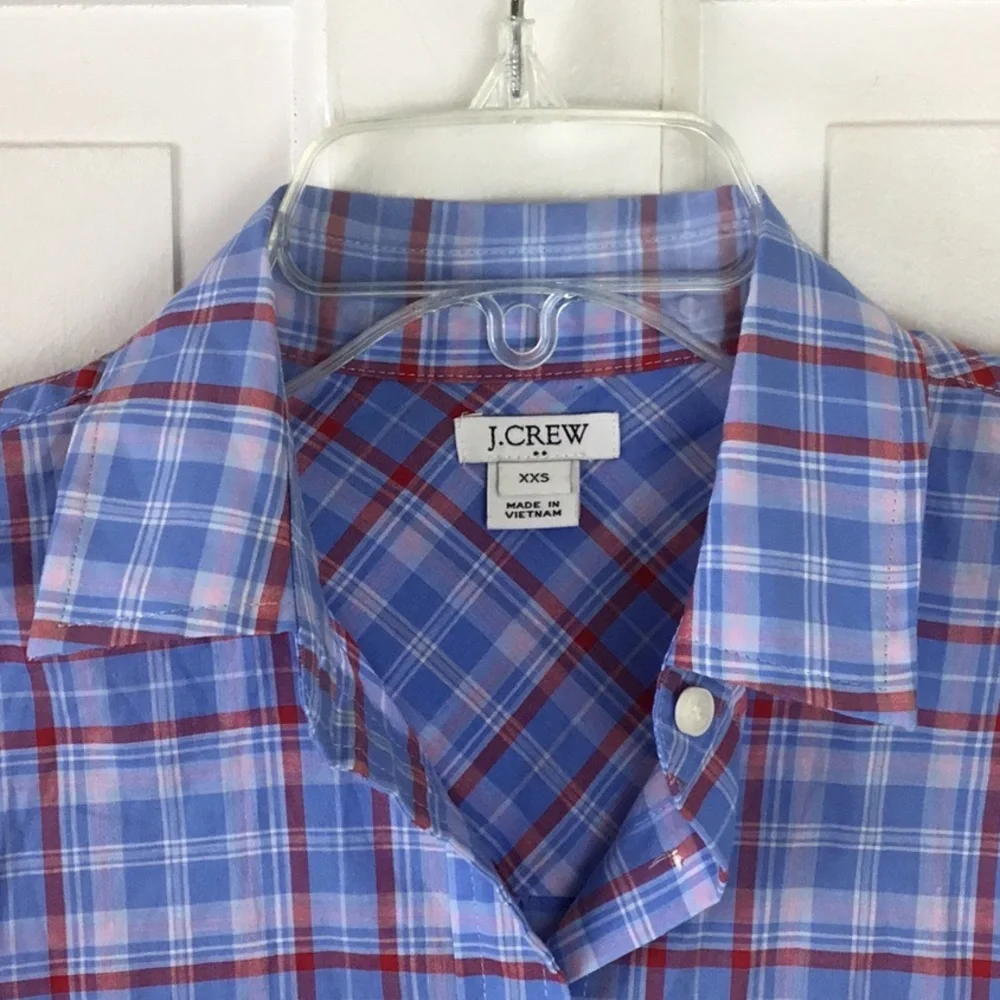 J. Crew Cotton Plaid Button Up Shirt Front tie